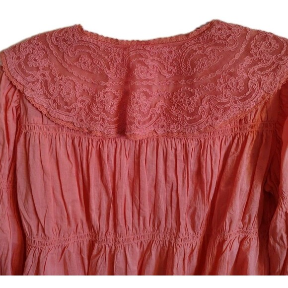 Anthropologie BabyDoll Collared Blouse Size XS Cotton Long Sleeve V Neck - Picture 9 of 10